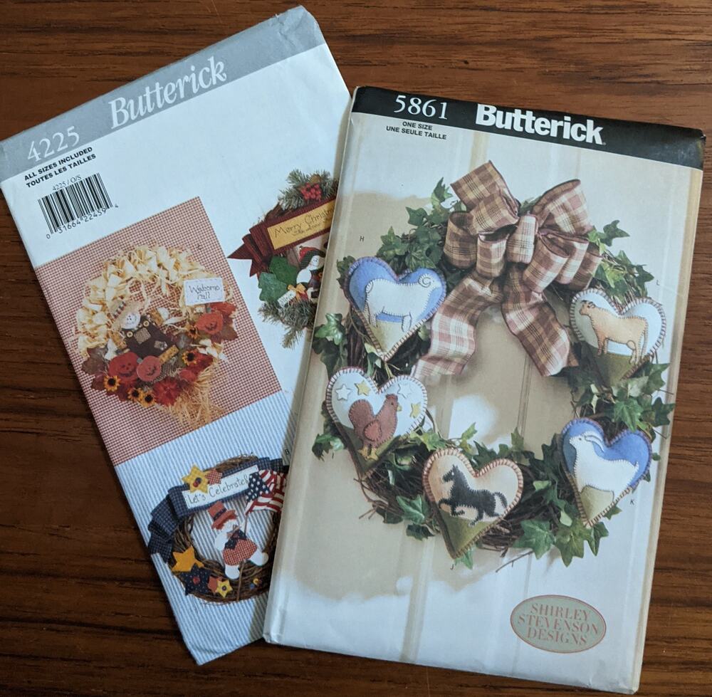 NEW 2 Butterick Wreath Sewing Patterns 4225 & 5861